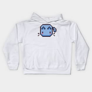 Blue Pixel Cat - Kawaii Retro Pixel Art Kids Hoodie